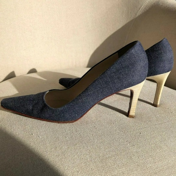BURBERRY EU37/US6 Denim Heel Pump Pointed Toe - Picture 4 of 8